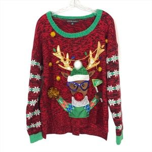 Festive “Ugly” Christmas Sweater, Rudolph, Sz XL